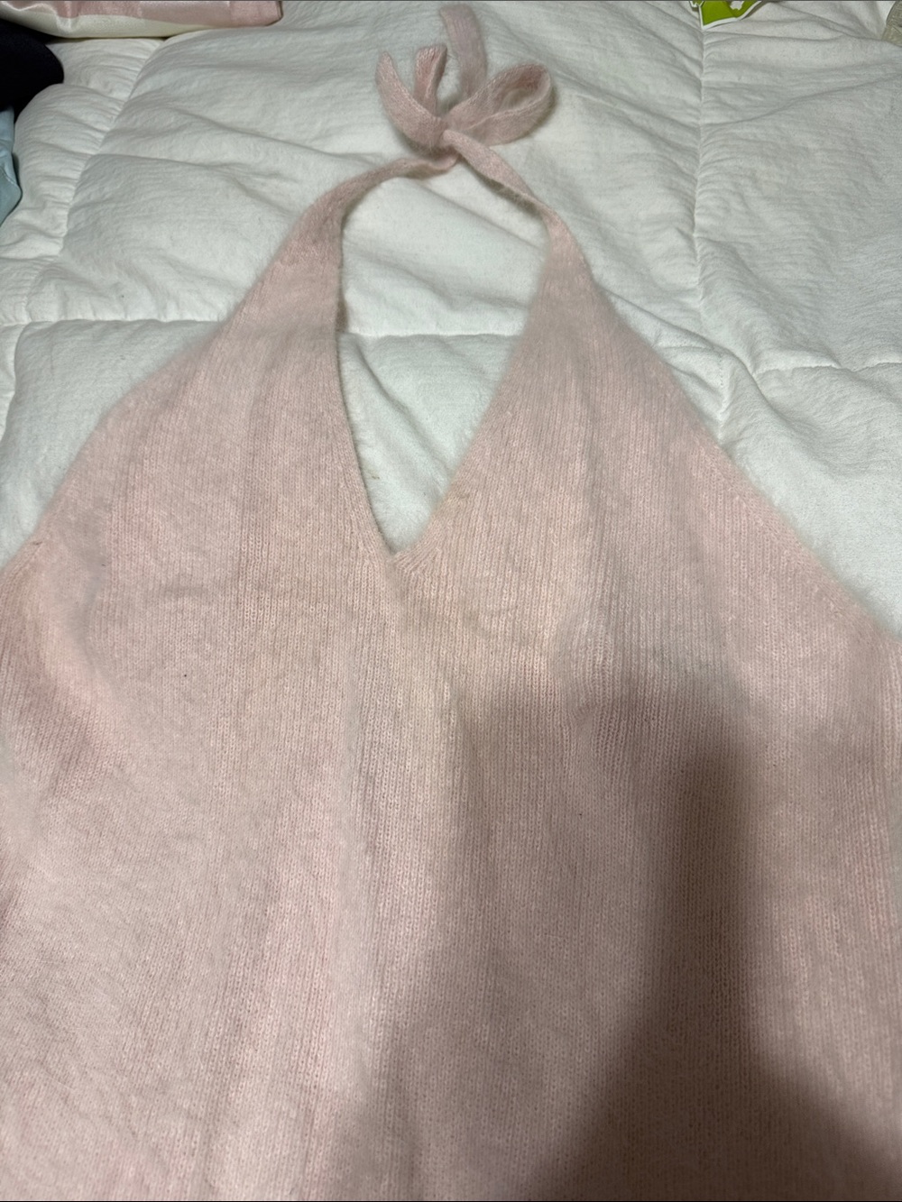 Ralph Lauren Angora Pale Pink Halter Knit Dress